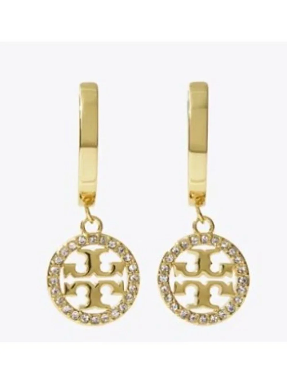 NEW!! Tory Burch Gold Miller Pave Necklace and Dangle Earring Set!